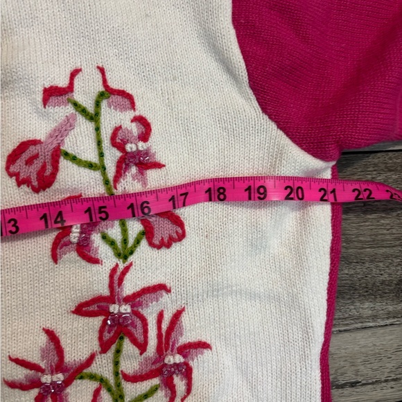 Storybook Knits Floral Snapdragon Embroidered Cardigan Size M - Picture 5 of 8